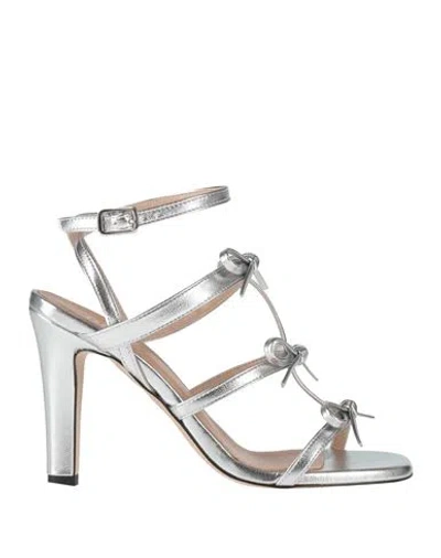 OVYÈ OVYÉ WOMAN SANDALS SILVER SIZE 8 TEXTILE FIBERS