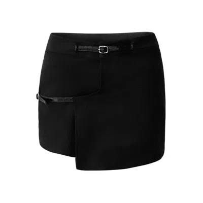 OW COLLECTION WOMEN'S MERLE BLACK BUCKLE MINI SKIRT
