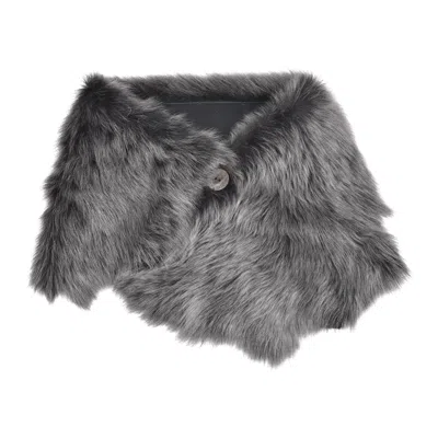 OWEN BARRY WOMEN'S BLACK / GREY SHEEPSKIN SHRUG BLACK BRIZA TOSCANA - AILSA WRAP