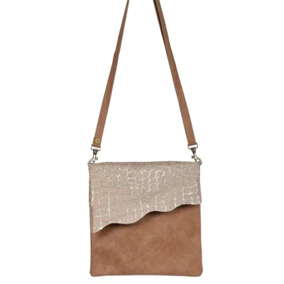 OWEN BARRY WOMEN'S GOLD / BROWN / NEUTRALS COWHIDE CROSSBODY BAG JASPER GOLD CHIPPENDALE LEATHER STEVIE