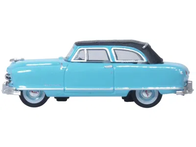 OXFORD DIECAST 1950 NASH RAMBLER CUSTOM LANDAU CONVERTIBLE (CLOSED) STRATO BLUE WITH BLACK TOP 1/87 (HO) SCALE DIEC