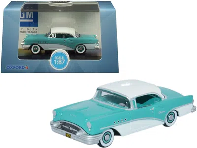 OXFORD DIECAST 1955 BUICK CENTURY TURQUOISE AND POLO WHITE 1/87 (HO) SCALE DIECAST MODEL CAR BY OXFORD DIECAST