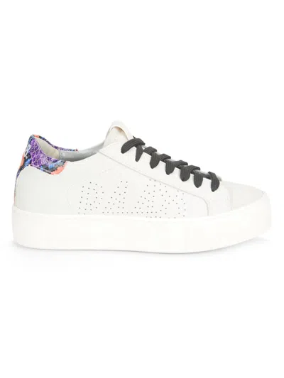 P448 WOMEN'S THEA PERFORATED LEATHER PLATFORM SNEAKERS