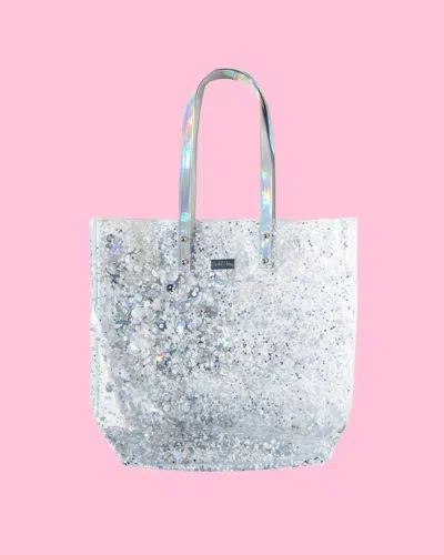 PACKED PARTY METALLIC CONFETTI BUCKET BAG IN SILVER CONFETTI