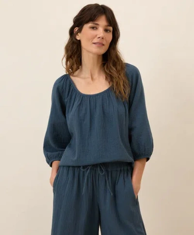 PACT PACT ORGANIC COTTON COASTAL DOUBLE GAUZE SCOOP NECK TOP