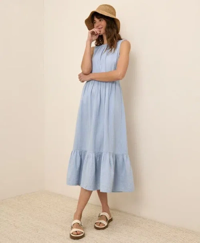 PACT PACT ORGANIC COTTON COASTAL DOUBLE GAUZE TIERED MIDI DRESS