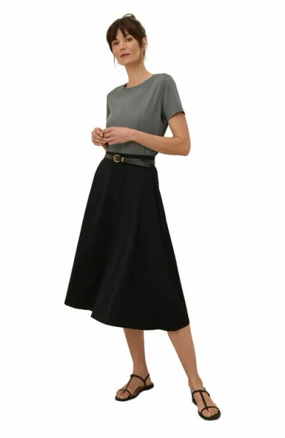 PACT PACT ORGANIC COTTON FIT & FLARE MIDI SKIRT