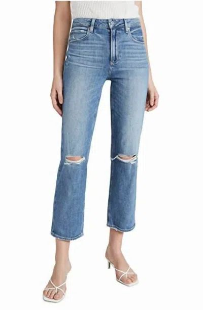 PAIGE SARAH SOLERA DESTRUCTED WASH HIGH RISE CROP JEANS IN BLUE