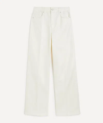 PAIGE PAIGE WOMEN'S SASHA HIGH-RISE WIDE LEG JEANS IN PEARL WHITE COATED