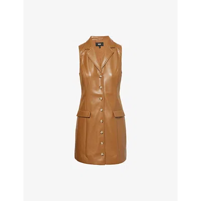 PAIGE WOMENS ARGAN OIL GRACIELLA SLEEVELESS FAUX-LEATHER MINI DRESS