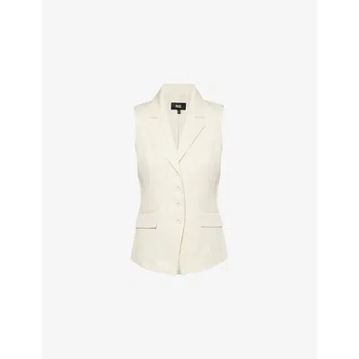 PAIGE WOMENS IVORY PALOMINA NOTCH-LAPELS WOVEN VEST