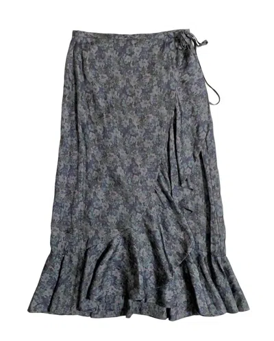 PAIGE WRAP ALAMAR FLORAL MIDI RUFFLE SKIRT IN GRAY