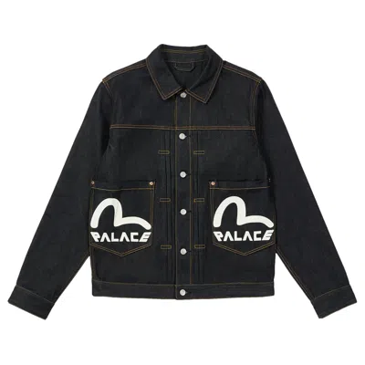 PALACE PALACE X EVISU CLASSIC SEAGULL DENIM JACKET 'RAW INDIGO'