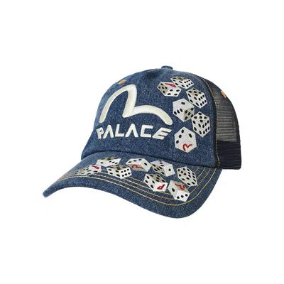 PALACE PALACE X EVISU DICE MESH TRUCKER 'LIGHT WASH'