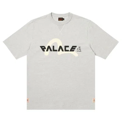 PALACE PALACE X EVISU LOGO T-SHIRT 'GREY MARL'