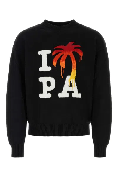 PALM ANGELS PALM ANGELS BLACK WOOL BLEND SWEATER