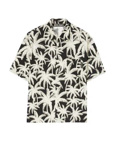 PALM ANGELS PALM ANGELS ALL-OVER PALM PRINTED SHORT-SLEEVED SHIRT