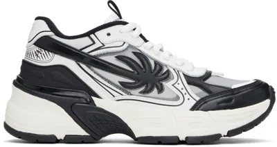 PALM ANGELS BLACK & WHITE PA 4 LEATHER SNEAKERS