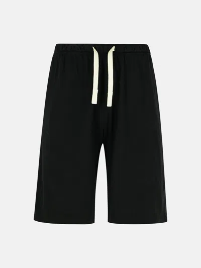 PALM ANGELS BLACK COTTON BERMUDA SHORTS