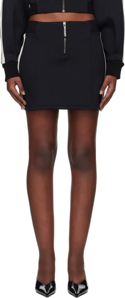 PALM ANGELS BLACK NEOPRENE TRACK MINISKIRT