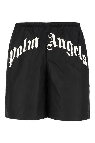 PALM ANGELS BLACK NYLON SWIMMING SHORTS