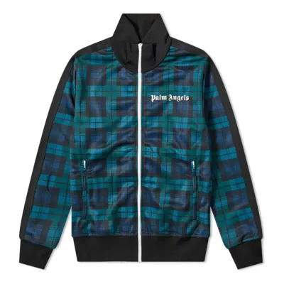 PALM ANGELS Palm Angels Black Watch Tartan Track Jacket 'Navy Green'