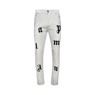 PALM ANGELS PALM ANGELS BULL LOGO PATCH REGULAR 5 POCKET JEANS 'OFF WHITE/BLACK'