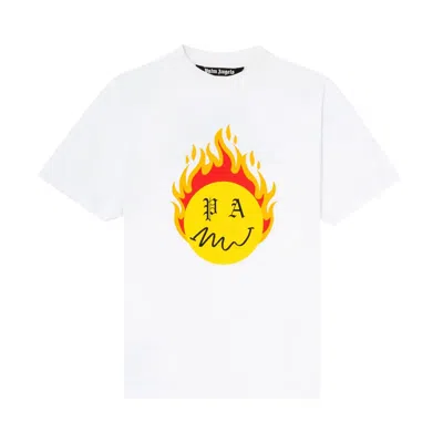 PALM ANGELS PALM ANGELS BURNING HEAD SHORT-SLEEVE T-SHIRT 'WHITE/YELLOW'