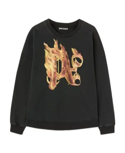 PALM ANGELS PALM ANGELS LOGO PRINTED CREWNECK SWEATSHIRT