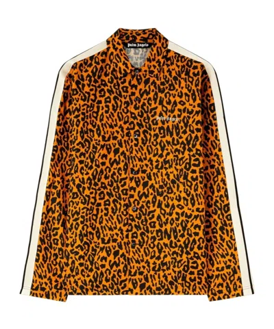 PALM ANGELS PALM ANGELS CHEETAH-PRINTED STRIPE DETAILED TRACK SHIRT