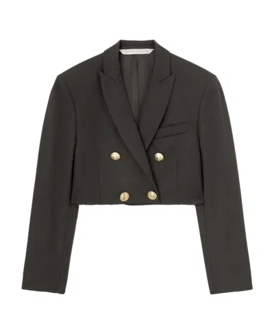 PALM ANGELS PALM ANGELS DOUBLE-BREASTED CROPPED TAILORED BLAZER