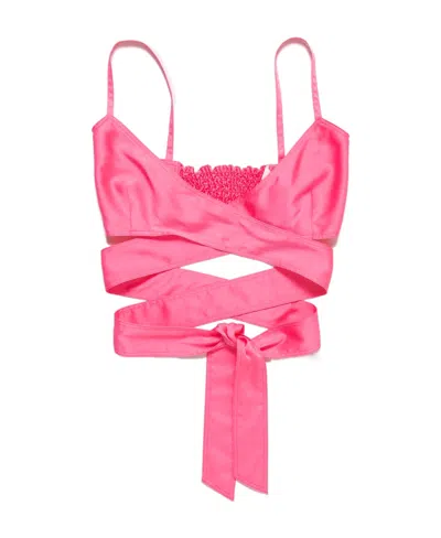 PALM ANGELS CROSSOVER-STRAP SATIN TOP