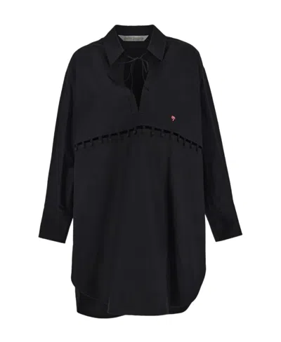 PALM ANGELS PALM ANGELS PALM DETAILED MIDI SHIRT DRESS