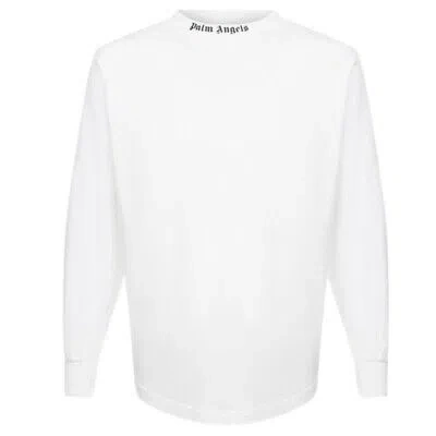 PALM ANGELS PALM ANGELS DOUBLE CLASSIC LOGO LONG SLEEVE WHITE T-SHIRT