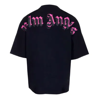PALM ANGELS Palm Angels Doubled Logo Over Tee 'Black Fuchsia'