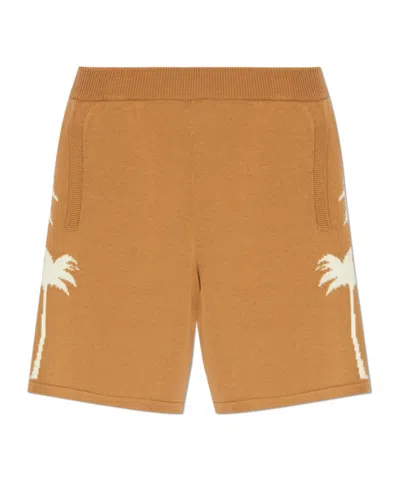 PALM ANGELS PALM ANGELS PALM TREE INTARSIA ELASTIC WAIST KNITTED SHORTS