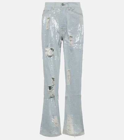 PALM ANGELS EMBELLISHED STRAIGHT JEANS