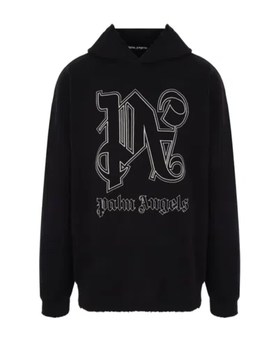 PALM ANGELS PALM ANGELS LOGO EMBROIDERED LONG SLEEVED HOODIE