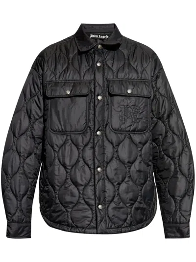 PALM ANGELS EMBROIDERED-LOGO QUILTED JACKET