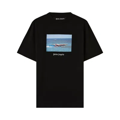 PALM ANGELS PALM ANGELS GETTY SPEEDBOAT TEE 'BLACK/WHITE'
