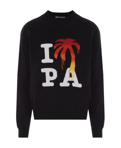 PALM ANGELS PALM ANGELS I LOVE PA CREWNECK KNITTED JUMPER
