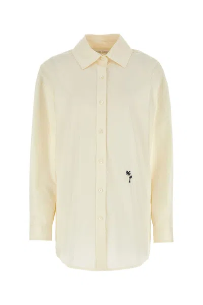 PALM ANGELS IVORY POPLIN OVERSIZE SHIRT