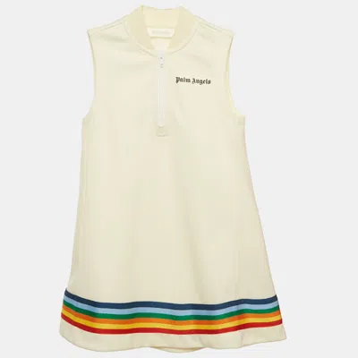 PALM ANGELS KIDS CREAM RAINBOW TRIM TRACK DRESS 6 YRS