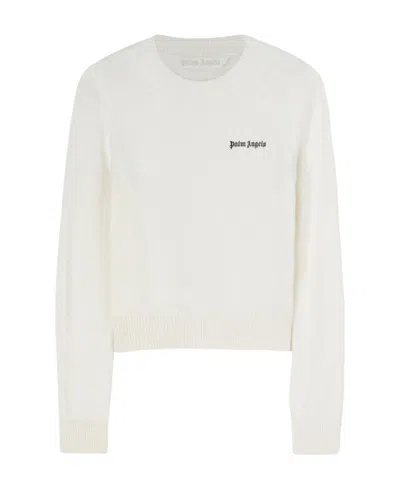 PALM ANGELS PALM ANGELS LOGO EMBROIDERED KNITTED JUMPER