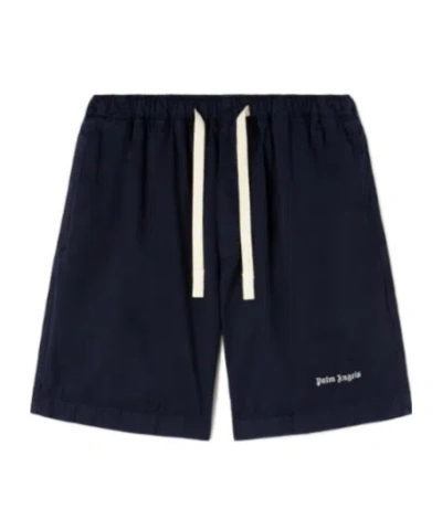 PALM ANGELS PALM ANGELS LOGO-EMBROIDERED DRAWSTRING BERMUDA SHORTS