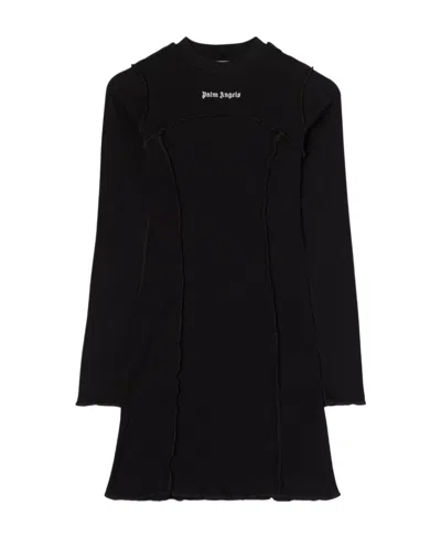 PALM ANGELS PALM ANGELS LOGO EMBROIDERED CREWNECK MINI DRESS