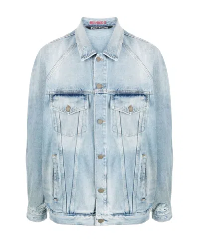 PALM ANGELS PALM ANGELS DISTRESSED LOGO PATCH JACKET