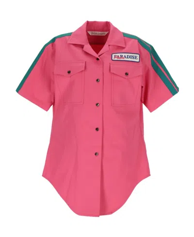 PALM ANGELS PALM ANGELS LOGO PATCH BUTTONED SHIRT