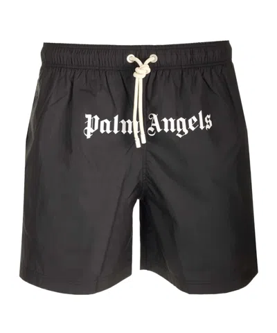 PALM ANGELS PALM ANGELS LOGO-PRINTED ELASTIC WAIST SWIM SHORTS