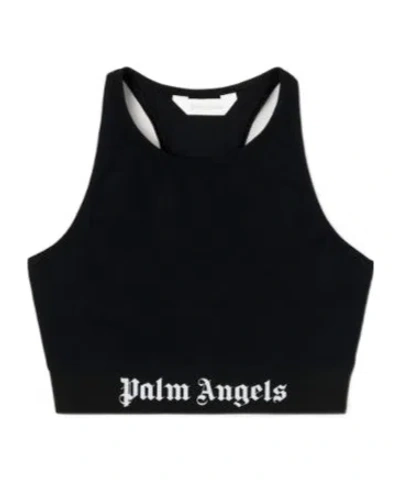 PALM ANGELS PALM ANGELS LOGO-TAPE RACERBACK CROPPED TOP